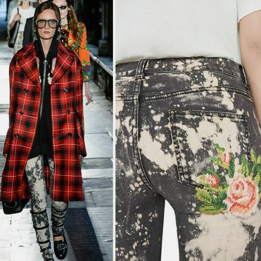 GUCCI TYE DYE UNISEX SKINNY JEAN~TIGER*FLOWER🦁🌺